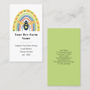 Retro Beekeeper Apiary Bio Honey Bee Rainbow Visitenkarte