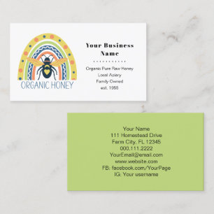 Retro Beekeeper Apiary Bio Honey Bee Rainbow Visitenkarte