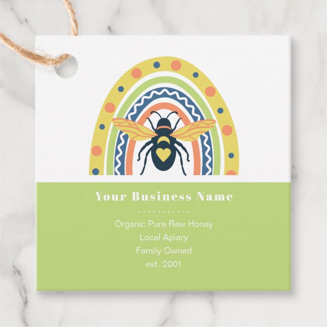 Retro Beekeeper Honey Bee Rainbow Color Block Geschenkanhänger (Vorderseite)