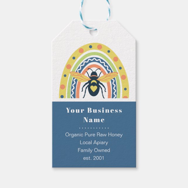 Retro Beekeeper Honey Bee Rainbow Color Block Geschenkanhänger (Vorderseite)