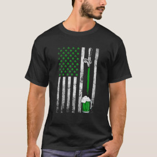 Retro Beer American Flag Patriotic St Patrick's Da T-Shirt