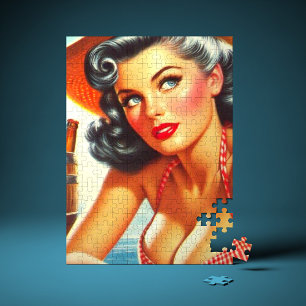 Retro Beer Country Girl Puzzle