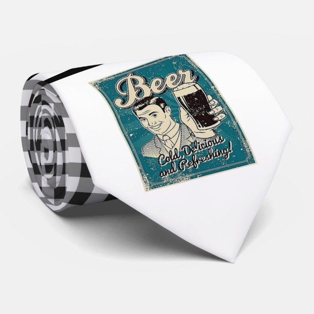 Retro Beer Necktie Krawatte (Gerollt)