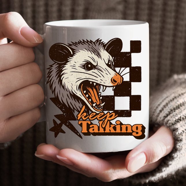 Retro Behalt Talking Feral Possum: Angry Wild Anim Kaffeetasse (This keep talking feral possum design brings bold edgy humor to your day!
)