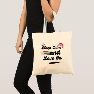 Retro Behalte Ruhe und Liebe auf der Totttasche Tragetasche