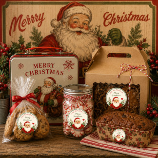 Retro Beige aus der Küche von Santa Weihnachten Runder Aufkleber