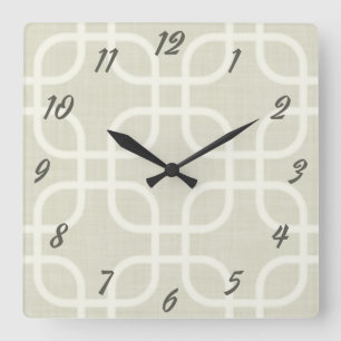 Retro Beige Geometric Quadratische Wanduhr
