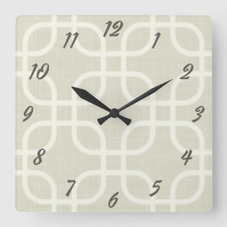 Retro Beige Geometrisch Quadratische Wanduhr