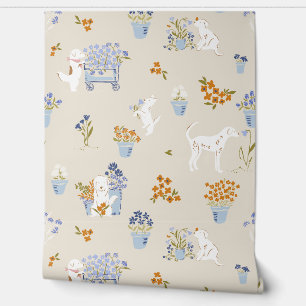 Retro Beige Welpe Hund Blume Shop Hintergrundbild Tapete