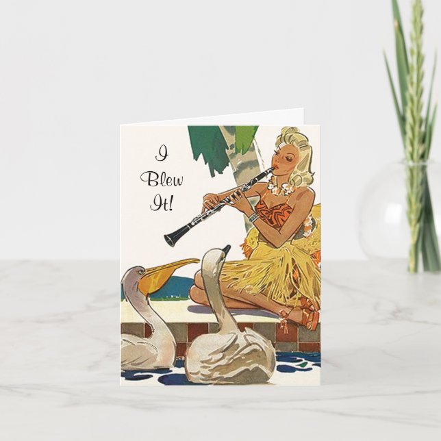 Retro Belated Birthday Oops Card Karten ich blies  (Vorderseite)