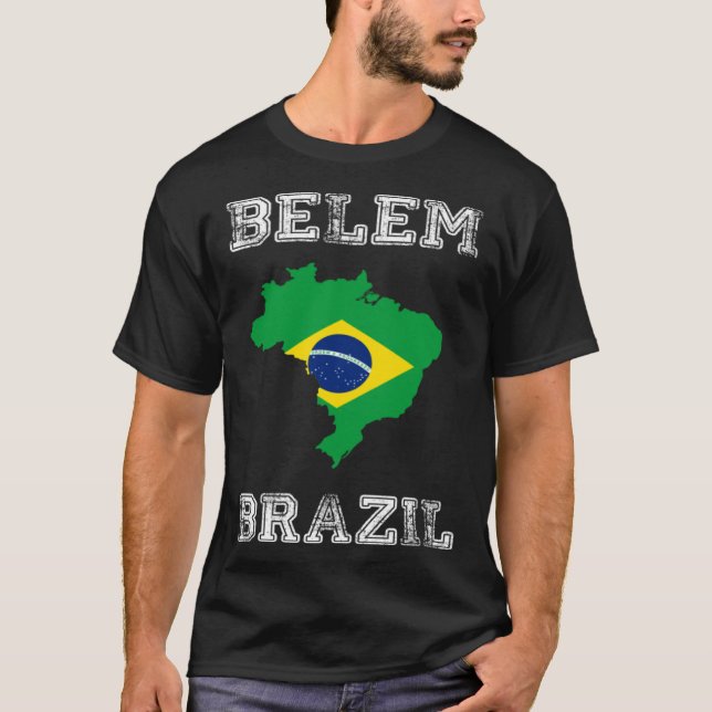 Retro Belem Brazil Distressed Brazil Flag T-Shirt (Vorderseite)