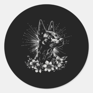 Retro Belgisch Malinois Dog Lover Tattoo Style Runder Aufkleber