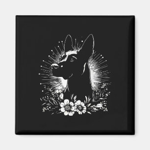 Retro Belgische Malinois Hund Lover Tattoo Style _ Magnet