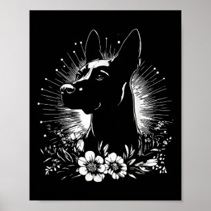Retro Belgische Malinois Hund Lover Tattoo Style _ Poster