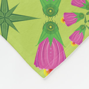 Retro Bell Blume Mandalas Green Fleece Blankon