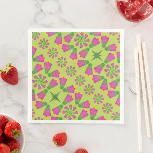 Retro Bell Blume Mandalas Grünbuch Napkins Serviette