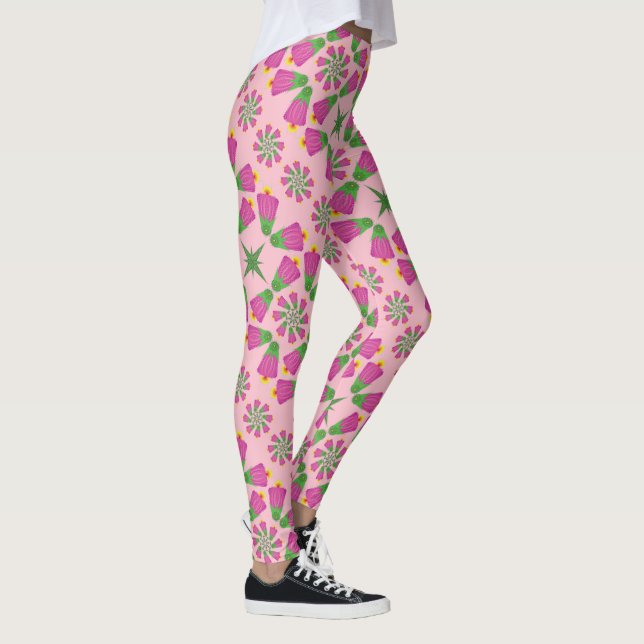 Retro-Bell-Blume-Mandalas Rosa Leggings (Rechts)