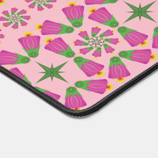 Retro Bell Blume Mandalas Rosa Schreibtischmatte (Ecke)