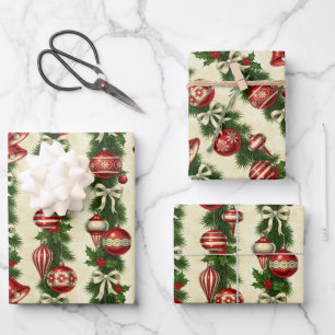 Retro Bells & Baubles Geschenkpapier Set