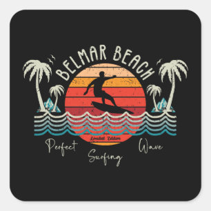 Retro Belmar Beach Quadratischer Aufkleber
