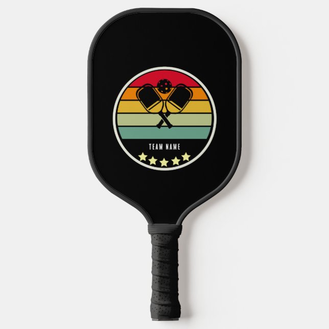 Retro-benutzerdefiniertes Schwarz Pickleball Schläger (Vorderseite)