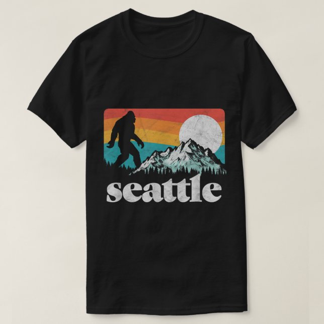 Retro-Berg-Design von Seattle Bigfoot T-Shirt (Design vorne)
