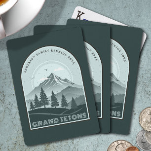 Retro-Berg-Familienurlaub Teal ID1136 Spielkarten
