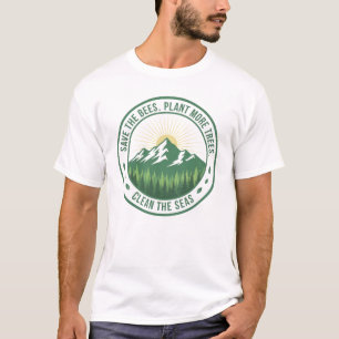 Retro-Berg-Grafik zum Umweltschutz T-Shirt