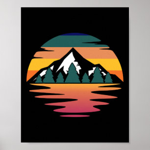 Retro-Berg-Sonnenuntergang-Vintage-Landschaft _2 Poster