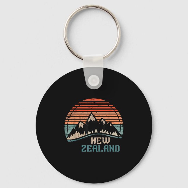 Retro-Berge Neuseeland  Schlüsselanhänger (Vorderseite)
