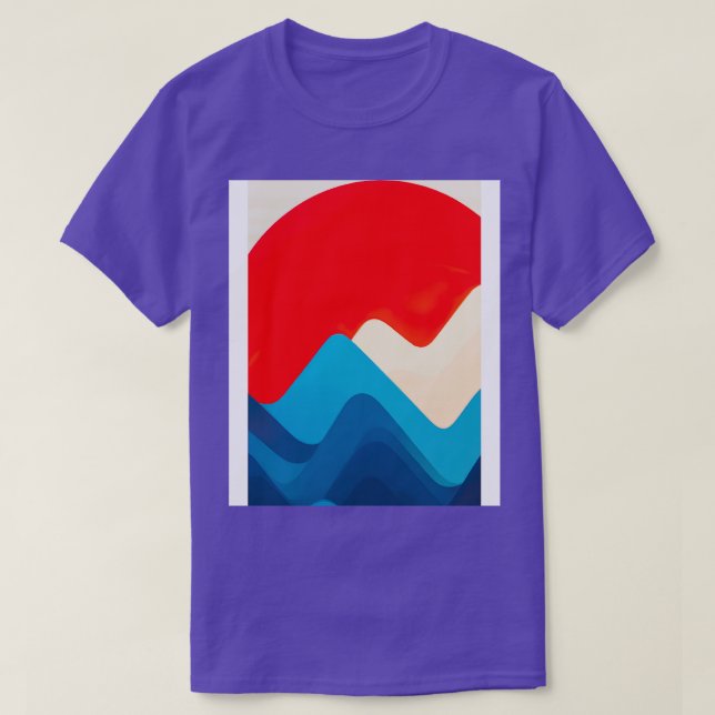 Retro-Berge und Sonne T-Shirt (Design vorne)