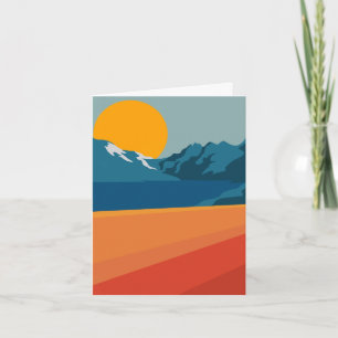 Retro Berglandschaft Illustration Orange Blue