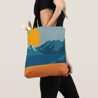 Retro Berglandschaft Illustration Orange Blue
