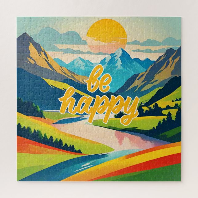Retro-Berglandschaft Puzzle (Vertikal)