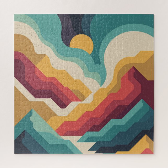 Retro-Berglandschaft-Puzzle | VinPuzzle Puzzle (Vertikal)