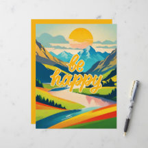 Retro-Berglandschaft "Sei glücklich"