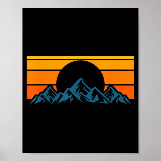 Retro-Bergsilhouette Poster (Vorne)