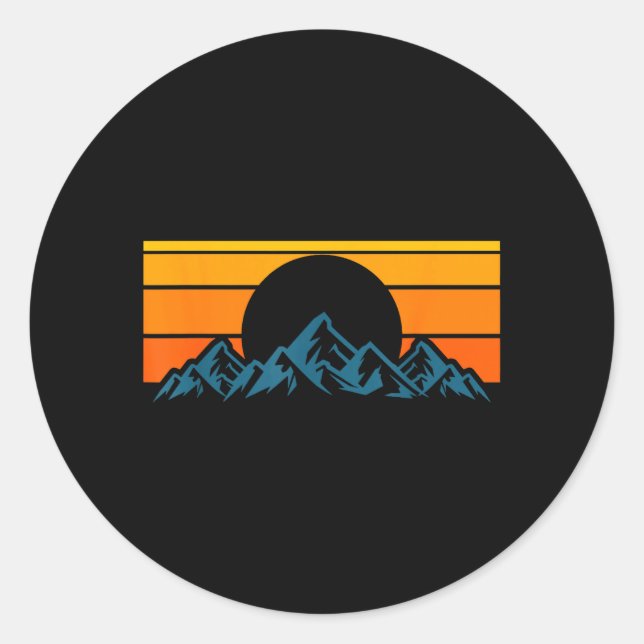 Retro-Bergsilhouette Runder Aufkleber (Vorderseite)