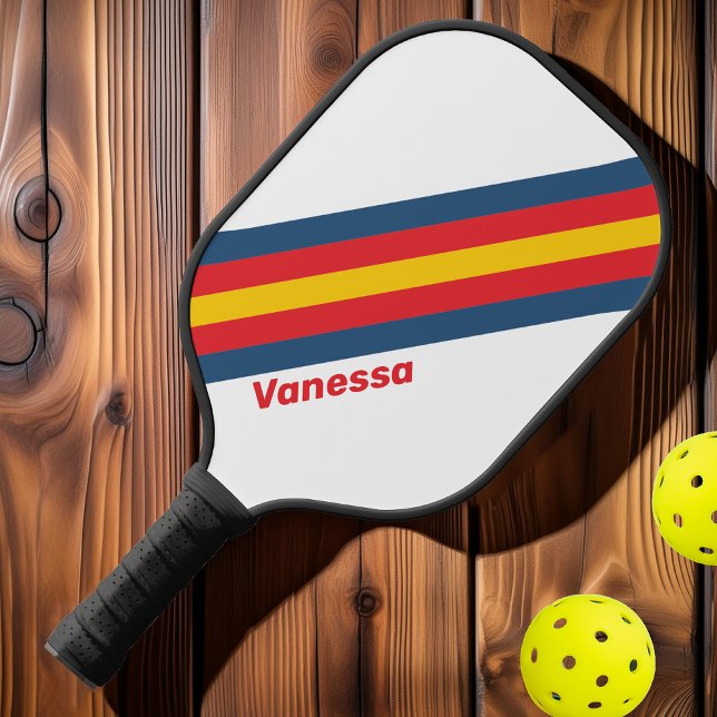 Retro-Bergstreifen mit Namen Pickleball Schläger (Von Creator hochgeladen)