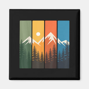 Retro-Bergwald-Sonnenuntergangs-Landschaft-Natur Magnet