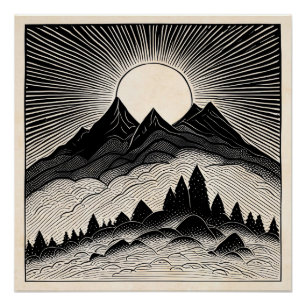 Retro-Bergwelt Poster