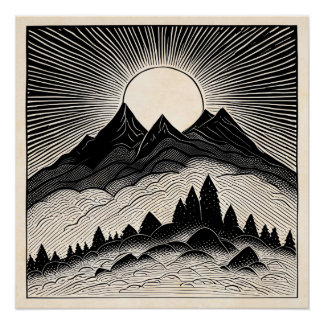 Retro-Bergwelt Poster