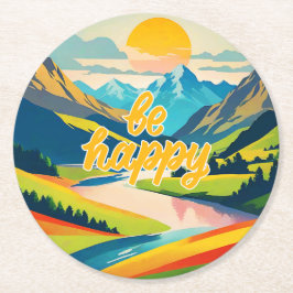 Retro-Bergwelt Runder Pappuntersetzer