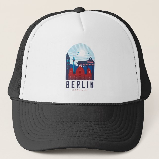 Retro Berlin Skyline Deutschland Truckerkappe (Vorderseite)