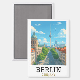 Retro-Berliner Skyline-Fernsehturm-Skyline-Ansicht Magnet