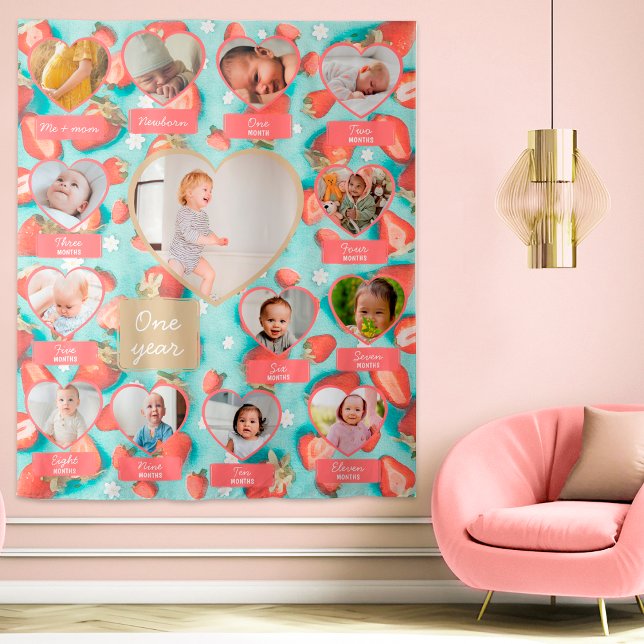 Retro Berry 1. Geburtstag Party Wand Hintergrund Wandteppich (Von Creator hochgeladen)