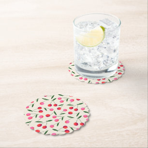 Retro Berry Cherry Party Paper Untersetzer