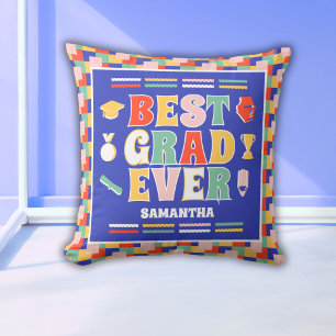 Retro Best Absolvent Ever Blau Abschluss Kissen