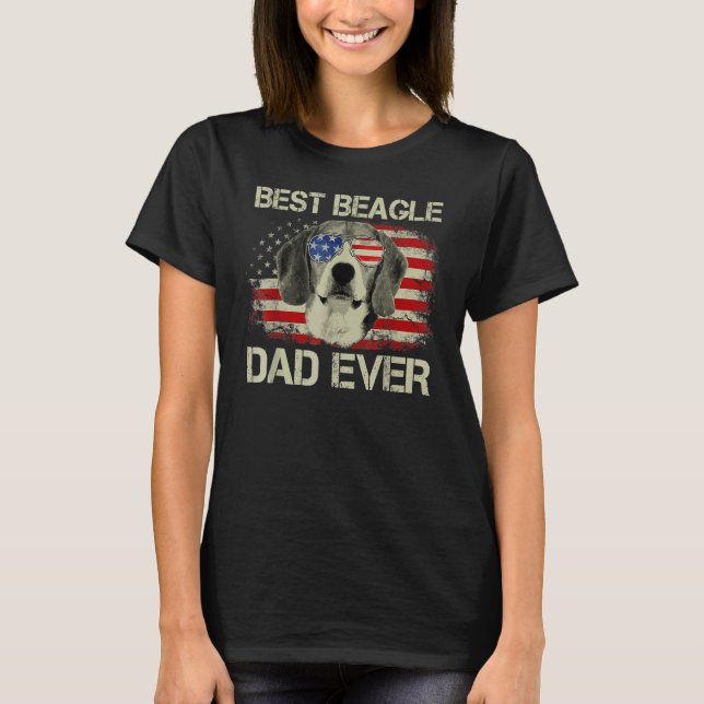 Retro Best Beagle Dad Ever US Flag Dog Lover Fathe T-Shirt (Vorderseite)