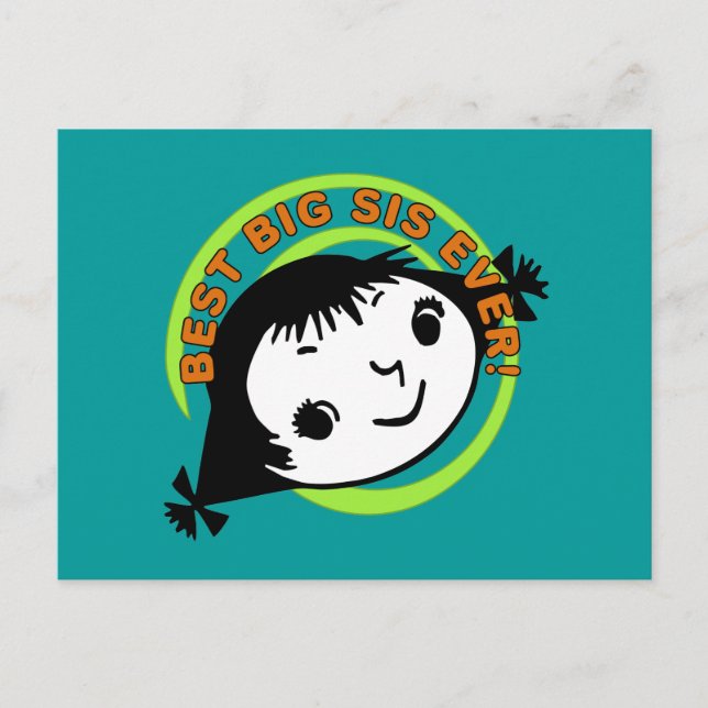 Retro Best Big Sis Ever Postkarte (Vorderseite)